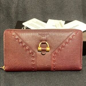 YSL Muse Deep Purple Leather Zippy Wallet EUC